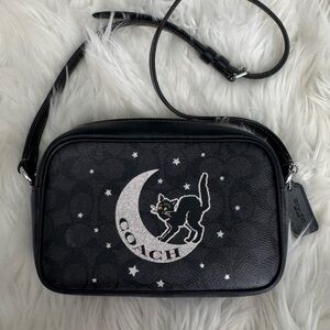 Coach Mini Jamie Camera Crossbody Bag Halloween Cat /w Moon